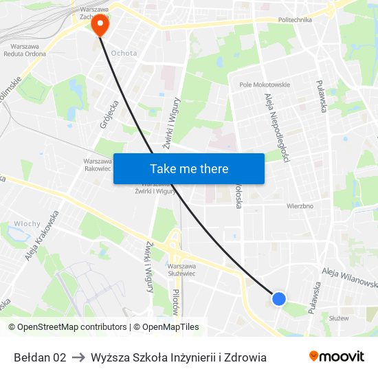 Bełdan 02 to Wyższa Szkoła Inżynierii i Zdrowia map