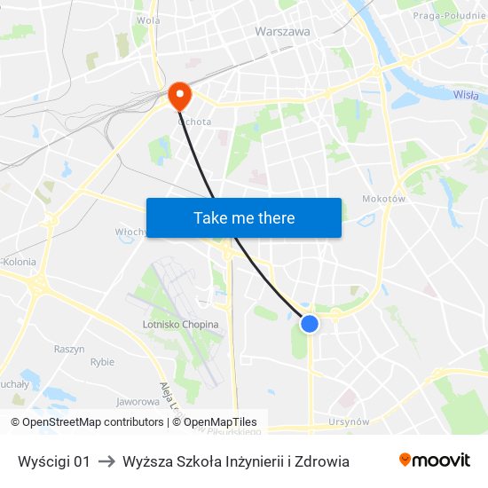 Wyścigi 01 to Wyższa Szkoła Inżynierii i Zdrowia map