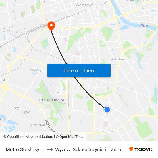 Metro Stokłosy 04 to Wyższa Szkoła Inżynierii i Zdrowia map