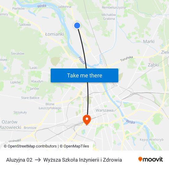 Aluzyjna 02 to Wyższa Szkoła Inżynierii i Zdrowia map