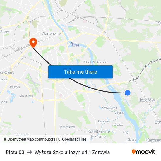 Błota to Wyższa Szkoła Inżynierii i Zdrowia map