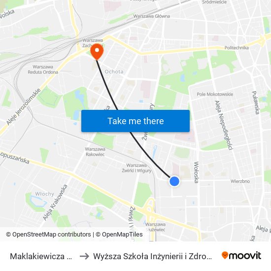 Maklakiewicza 01 to Wyższa Szkoła Inżynierii i Zdrowia map