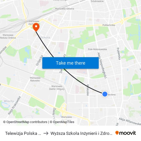 Telewizja Polska 01 to Wyższa Szkoła Inżynierii i Zdrowia map