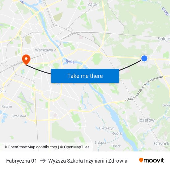 Fabryczna to Wyższa Szkoła Inżynierii i Zdrowia map