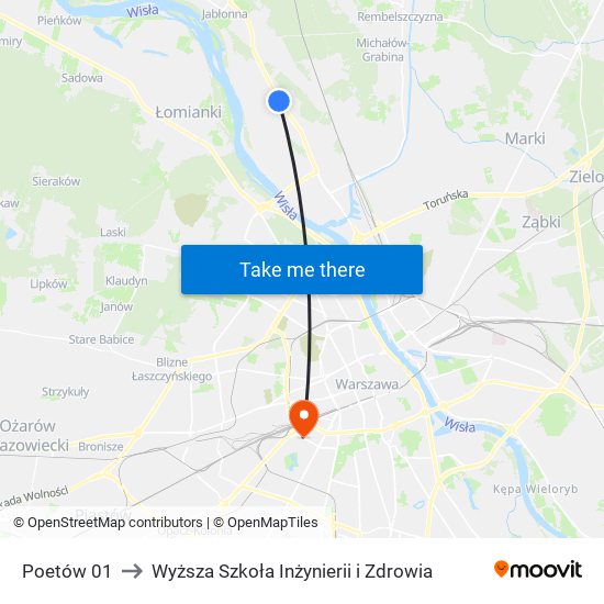 Poetów 01 to Wyższa Szkoła Inżynierii i Zdrowia map