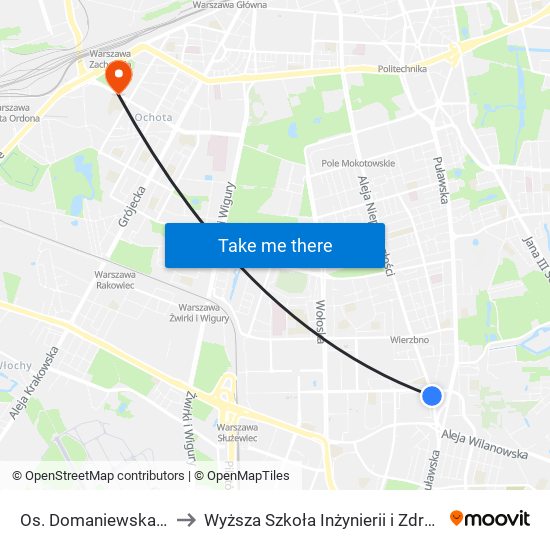 Os. Domaniewska 01 to Wyższa Szkoła Inżynierii i Zdrowia map