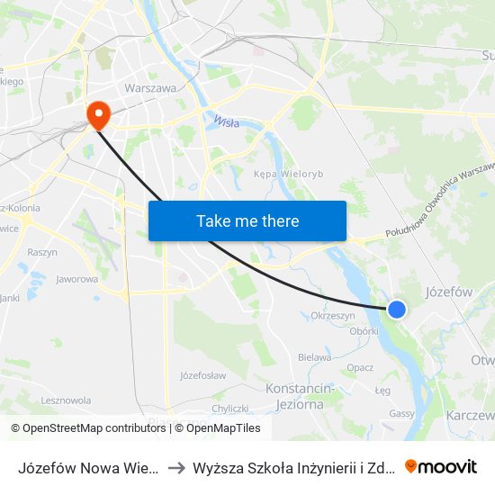 Józefów Nowa Wieś 01 to Wyższa Szkoła Inżynierii i Zdrowia map