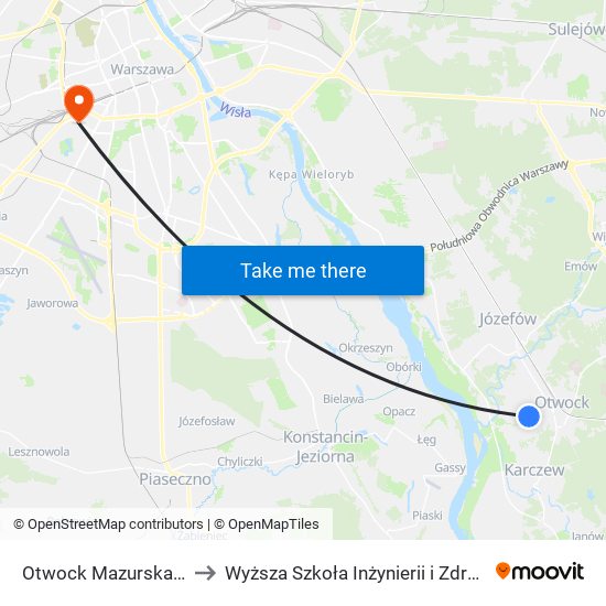 Otwock Mazurska 02 to Wyższa Szkoła Inżynierii i Zdrowia map