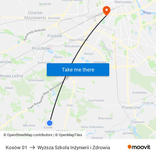 Kosów 01 to Wyższa Szkoła Inżynierii i Zdrowia map