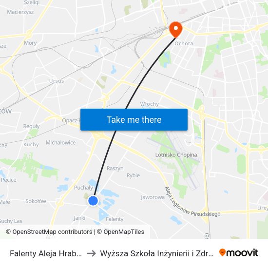 Falenty Aleja Hrabska 01 to Wyższa Szkoła Inżynierii i Zdrowia map