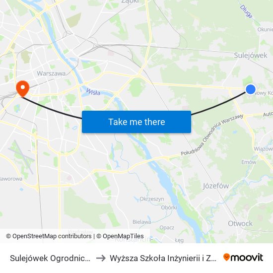 Sulejówek Ogrodnicza to Wyższa Szkoła Inżynierii i Zdrowia map