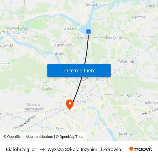 Białobrzegi 01 to Wyższa Szkoła Inżynierii i Zdrowia map