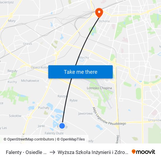 Falenty-Osiedle to Wyższa Szkoła Inżynierii i Zdrowia map