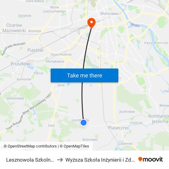 Lesznowola Szkolna 02 to Wyższa Szkoła Inżynierii i Zdrowia map