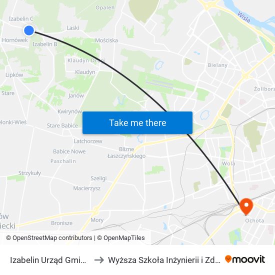 Izabelin Urząd Gminy 01 to Wyższa Szkoła Inżynierii i Zdrowia map