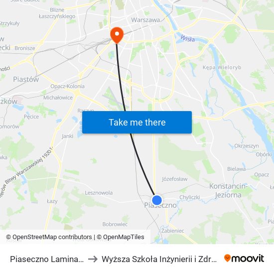 Piaseczno Lamina 03 to Wyższa Szkoła Inżynierii i Zdrowia map