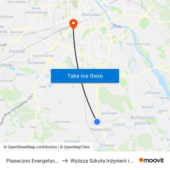 Piaseczno Energetyczna 02 to Wyższa Szkoła Inżynierii i Zdrowia map