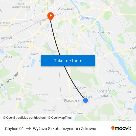 Chylice 01 to Wyższa Szkoła Inżynierii i Zdrowia map