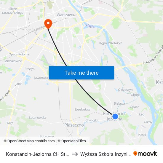 Konstancin-Jeziorna CH Stara Papiernia 02 to Wyższa Szkoła Inżynierii i Zdrowia map