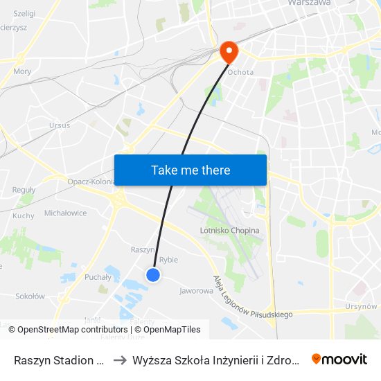 Raszyn Stadion to Wyższa Szkoła Inżynierii i Zdrowia map