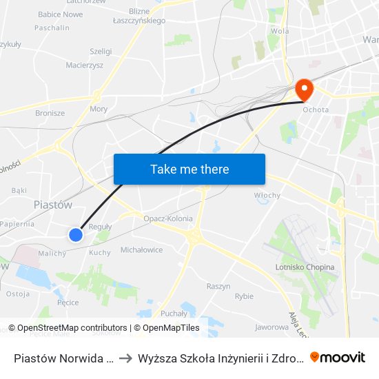 Piastów Norwida 01 to Wyższa Szkoła Inżynierii i Zdrowia map