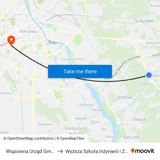 Wiązowna Urząd Gminy 02 to Wyższa Szkoła Inżynierii i Zdrowia map