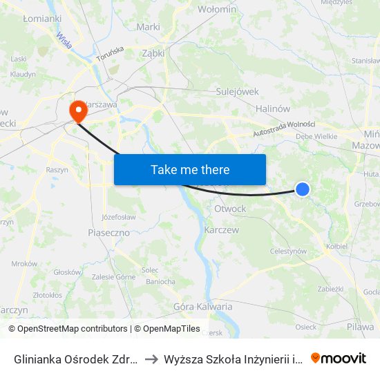 Glinianka Ośrodek Zdrowia 01 to Wyższa Szkoła Inżynierii i Zdrowia map