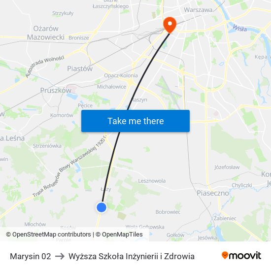 Marysin to Wyższa Szkoła Inżynierii i Zdrowia map