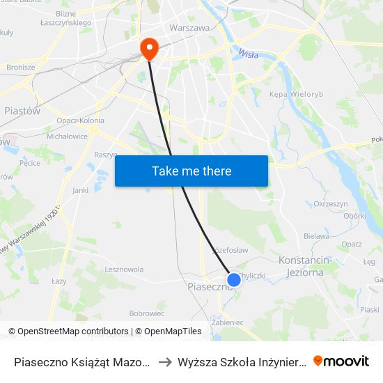 Piaseczno Książąt Mazowieckich 02 to Wyższa Szkoła Inżynierii i Zdrowia map