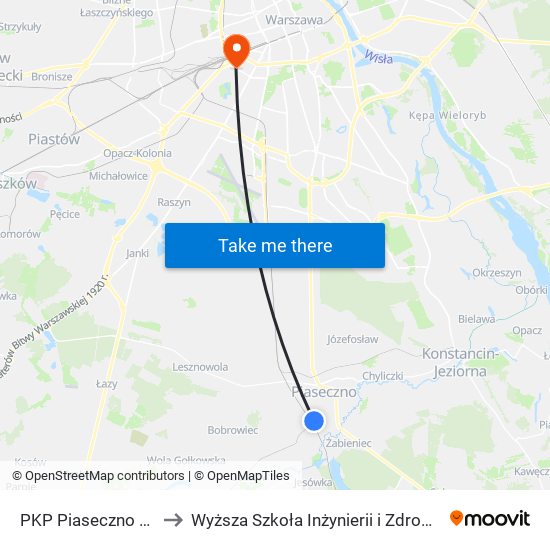 PKP Piaseczno 02 to Wyższa Szkoła Inżynierii i Zdrowia map