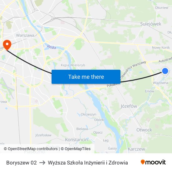 Boryszew 02 to Wyższa Szkoła Inżynierii i Zdrowia map