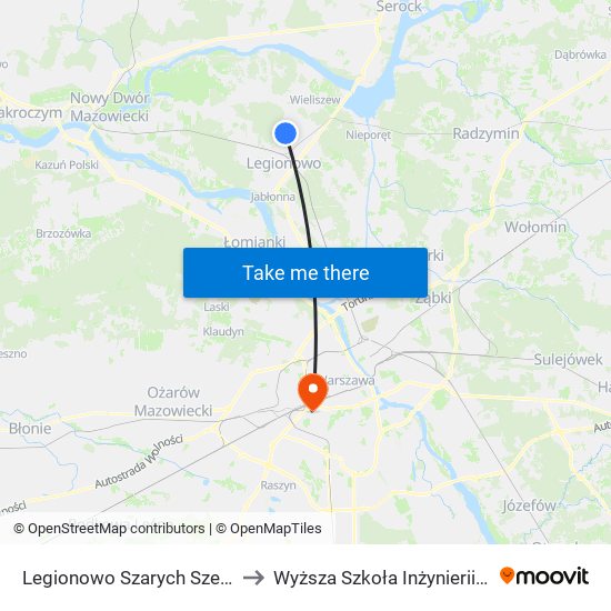 Legionowo Szarych Szeregów to Wyższa Szkoła Inżynierii i Zdrowia map