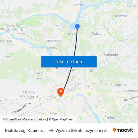 Białobrzegi Kąpielowa 01 to Wyższa Szkoła Inżynierii i Zdrowia map