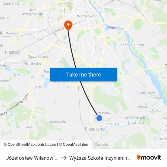 Józefosław Wilanowska to Wyższa Szkoła Inżynierii i Zdrowia map