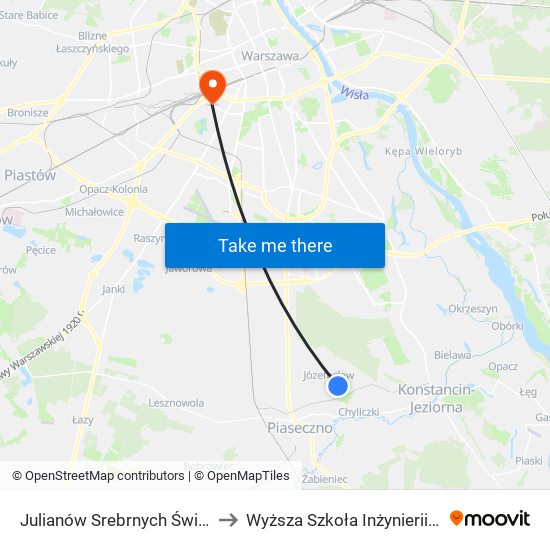 Julianów Srebrnych Świerków to Wyższa Szkoła Inżynierii i Zdrowia map