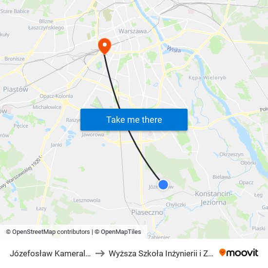 Józefosław Kameralna to Wyższa Szkoła Inżynierii i Zdrowia map