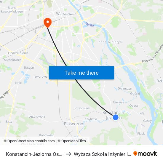 Konstancin-Jeziorna Os. Grapa 01 to Wyższa Szkoła Inżynierii i Zdrowia map