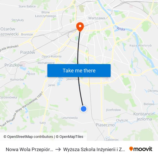 Nowa Wola Przepiórki 01 to Wyższa Szkoła Inżynierii i Zdrowia map