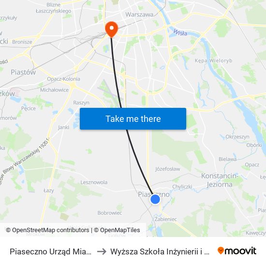 Piaseczno Urząd Miasta to Wyższa Szkoła Inżynierii i Zdrowia map