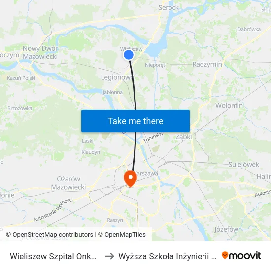 Wieliszew Szpital Onkologiczny to Wyższa Szkoła Inżynierii i Zdrowia map