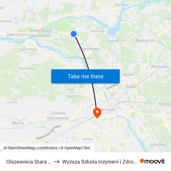 Olszewnica Stara 01 to Wyższa Szkoła Inżynierii i Zdrowia map