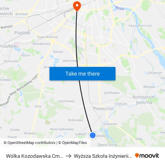 Wólka Kozodawska Cmentarz 02 to Wyższa Szkoła Inżynierii i Zdrowia map