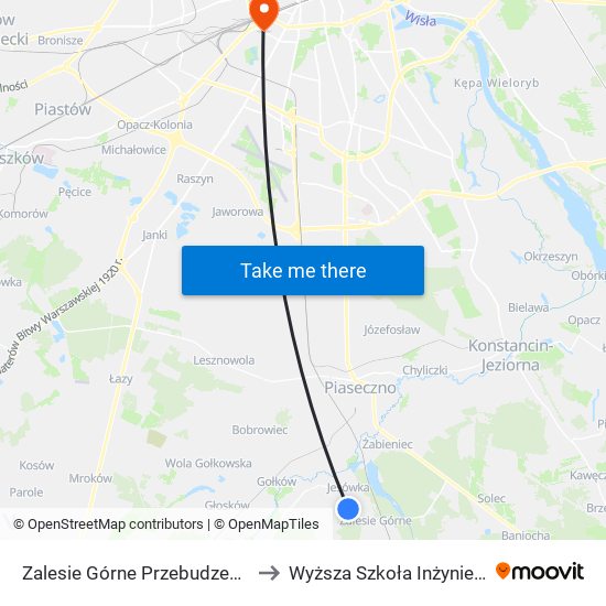 Zalesie Górne Przebudzenia Wiosny 01 to Wyższa Szkoła Inżynierii i Zdrowia map