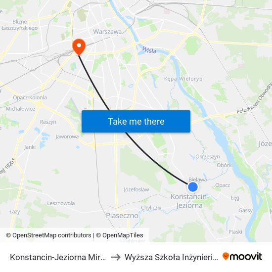 Konstancin-Jeziorna Mirkowska 01 to Wyższa Szkoła Inżynierii i Zdrowia map