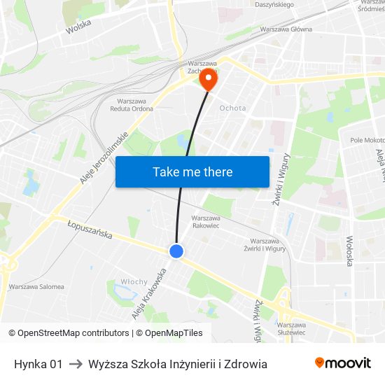 Hynka to Wyższa Szkoła Inżynierii i Zdrowia map