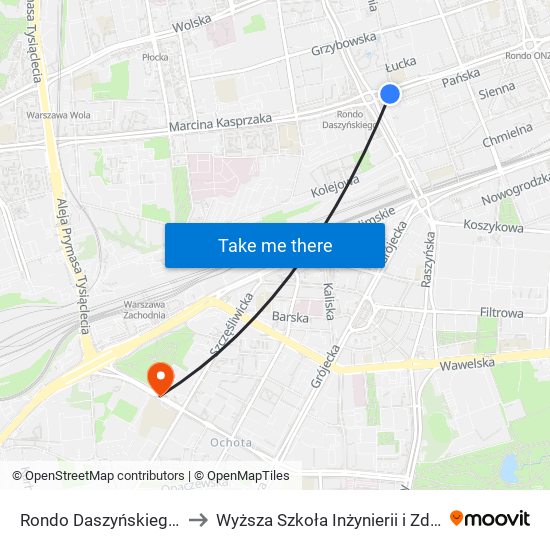 Rondo Daszyńskiego to Wyższa Szkoła Inżynierii i Zdrowia map