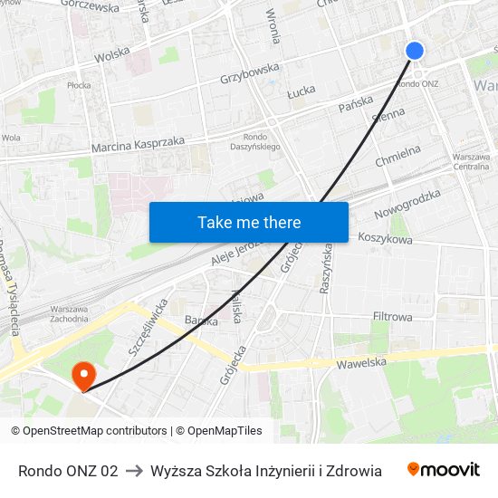 Rondo ONZ 02 to Wyższa Szkoła Inżynierii i Zdrowia map