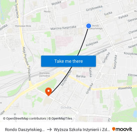 Rondo Daszyńskiego to Wyższa Szkoła Inżynierii i Zdrowia map