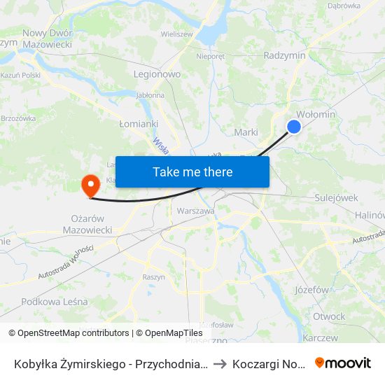 Kobyłka Żymirskiego - Przychodnia 02 to Koczargi Nowe map