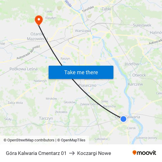 Góra Kalwaria Cmentarz 01 to Koczargi Nowe map